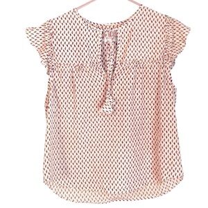 MISA Los Angeles Blouse Top Cream/Burgundy, Ruffles, Tassel Size XS